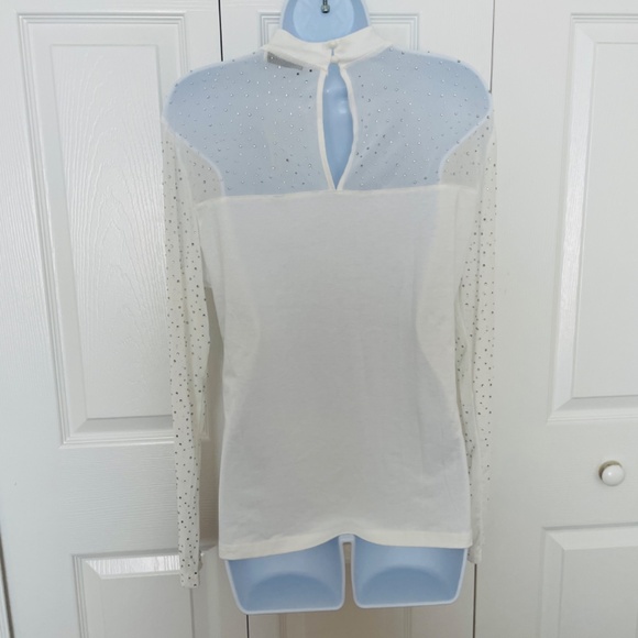 ✨ New York & Company Mesh Rhinestone Mock-Neck Top – Size Large, NWT - Picture 4 of 8